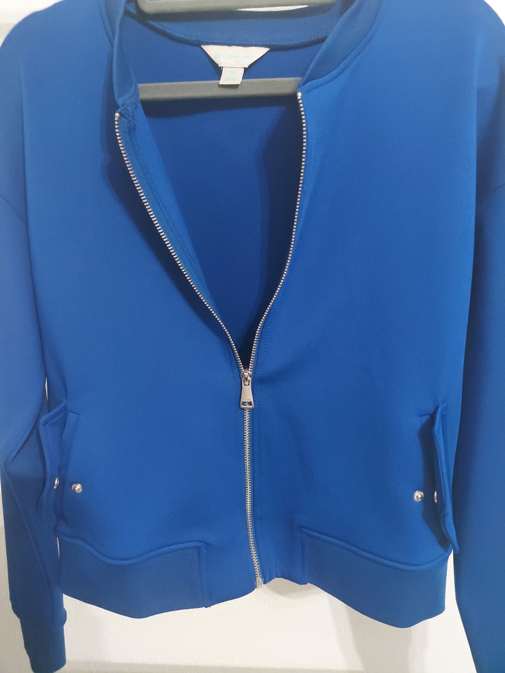 belle sky Cobalt Blue Top with Silver Zipper